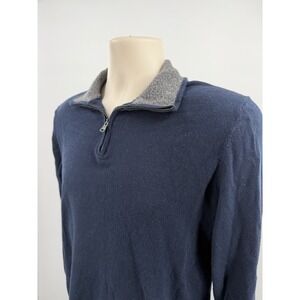 Banana Republic Pima Cotton Cashmere 1/4 Zip Sweater Navy Blue Men's Small S